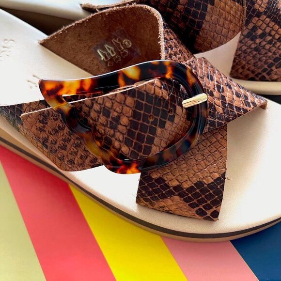 Ancient Greek Sandals Thais Rainbow Wedge Sandals in Python Tampa - Picture 8 of 12